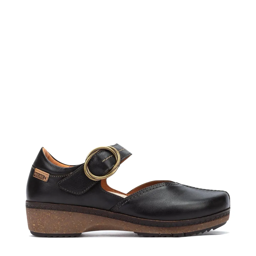 Pikolinos Women's Granada Leather Mary-Jane in Black