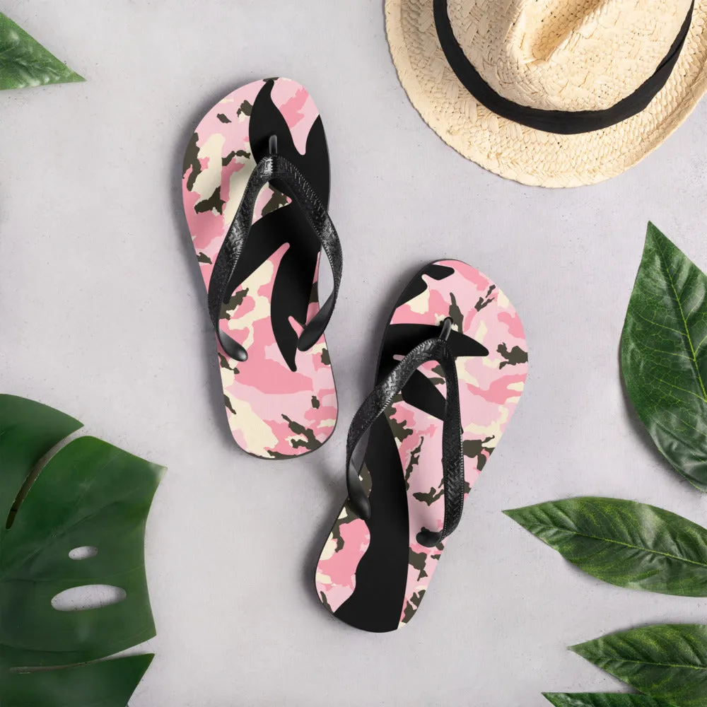 Pink Camo palm-tree Flip-Flops