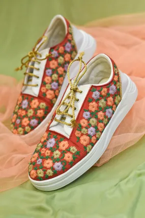 Poly Silk Embroidered Multi-Colored Sneakers