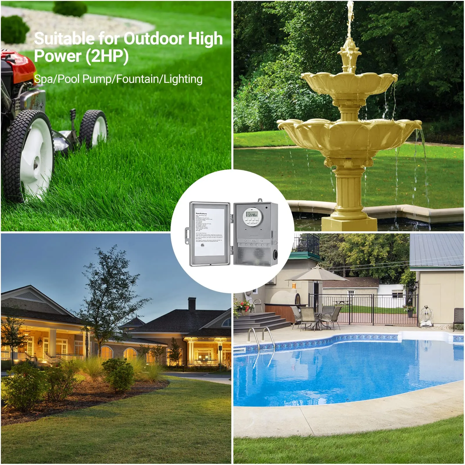 Pool Pump Timer Outdoor Digital Timer Box Heavy Duty 7-Day Programmable Bn-link