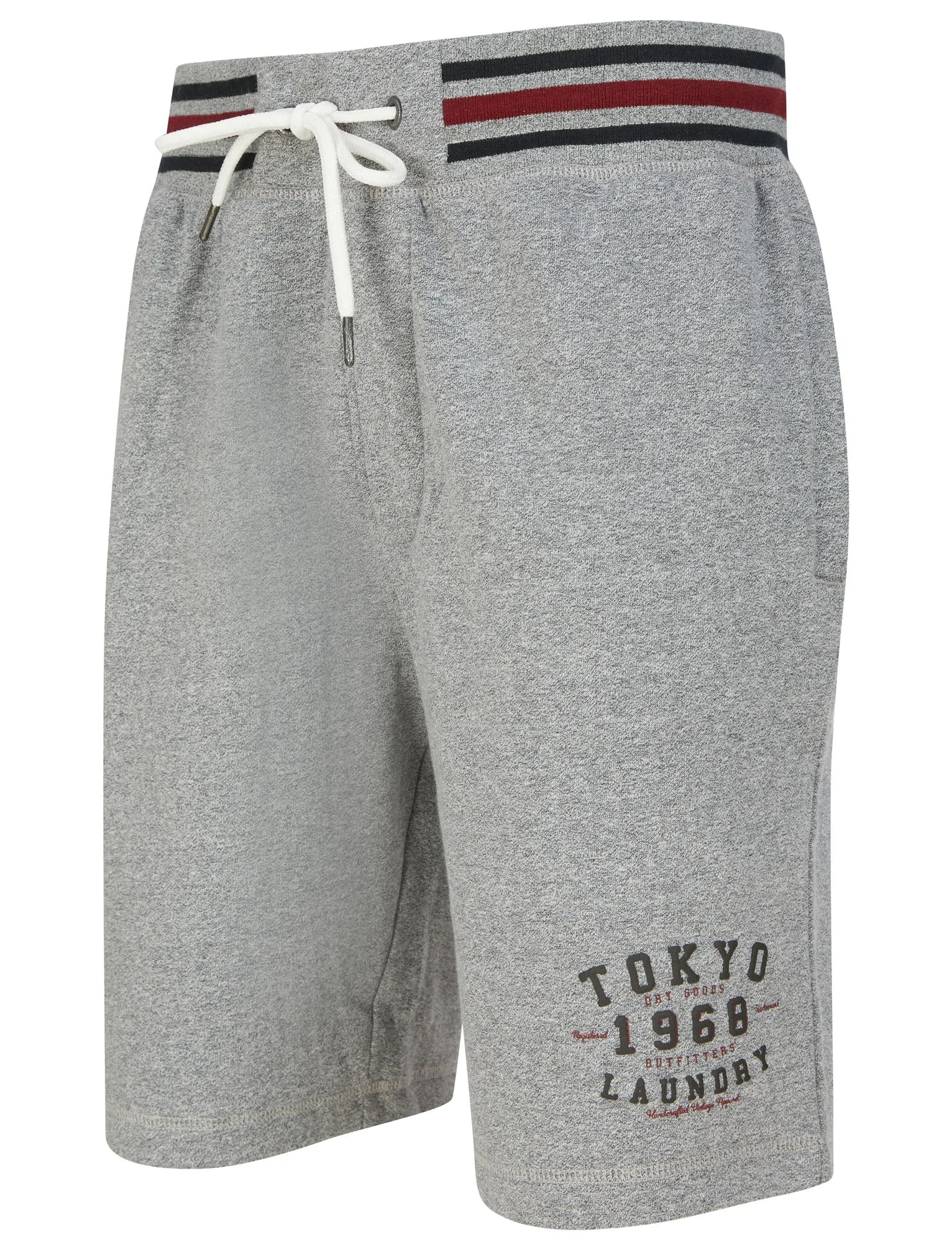 Prog Motif Brushback Fleece Grindle Jogger Shorts in Light Grey -Tokyo Laundry