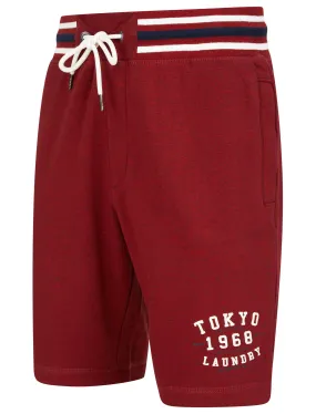 Prog Motif Brushback Fleece Grindle Jogger Shorts in Red -Tokyo Laundry