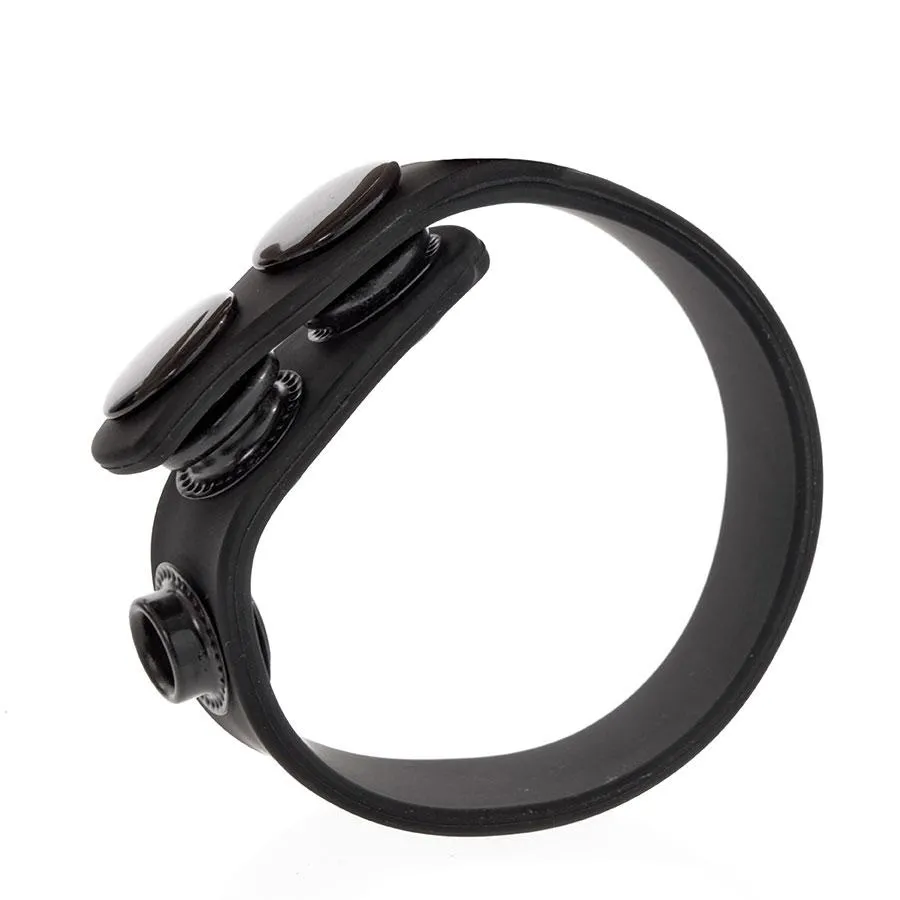 Quick 3 Snap Adjustable Black Silicone Cock Ring for Men