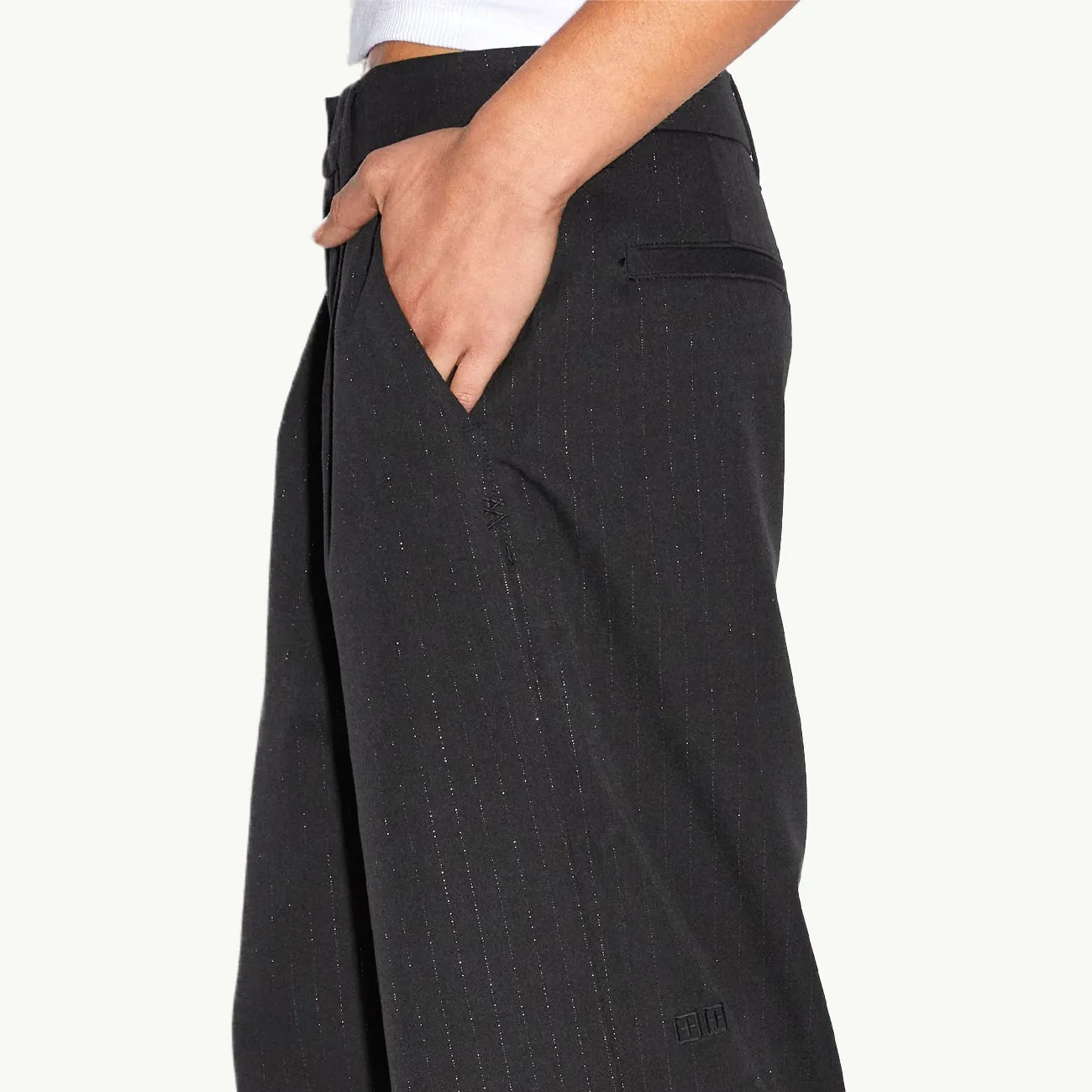 Rebel Trouser - Pinstripe Black