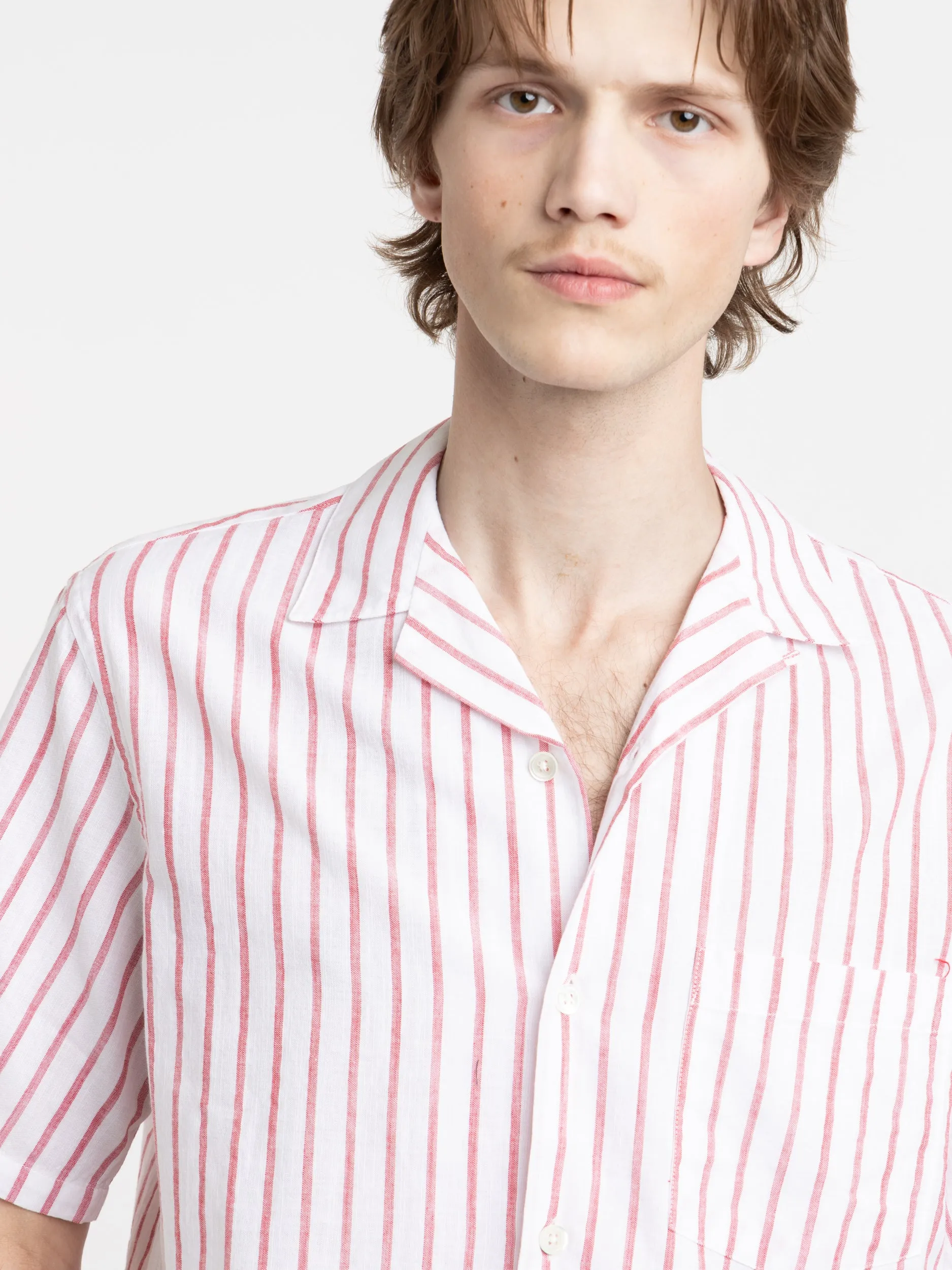 Red Beach Cabin Stripe Shirt