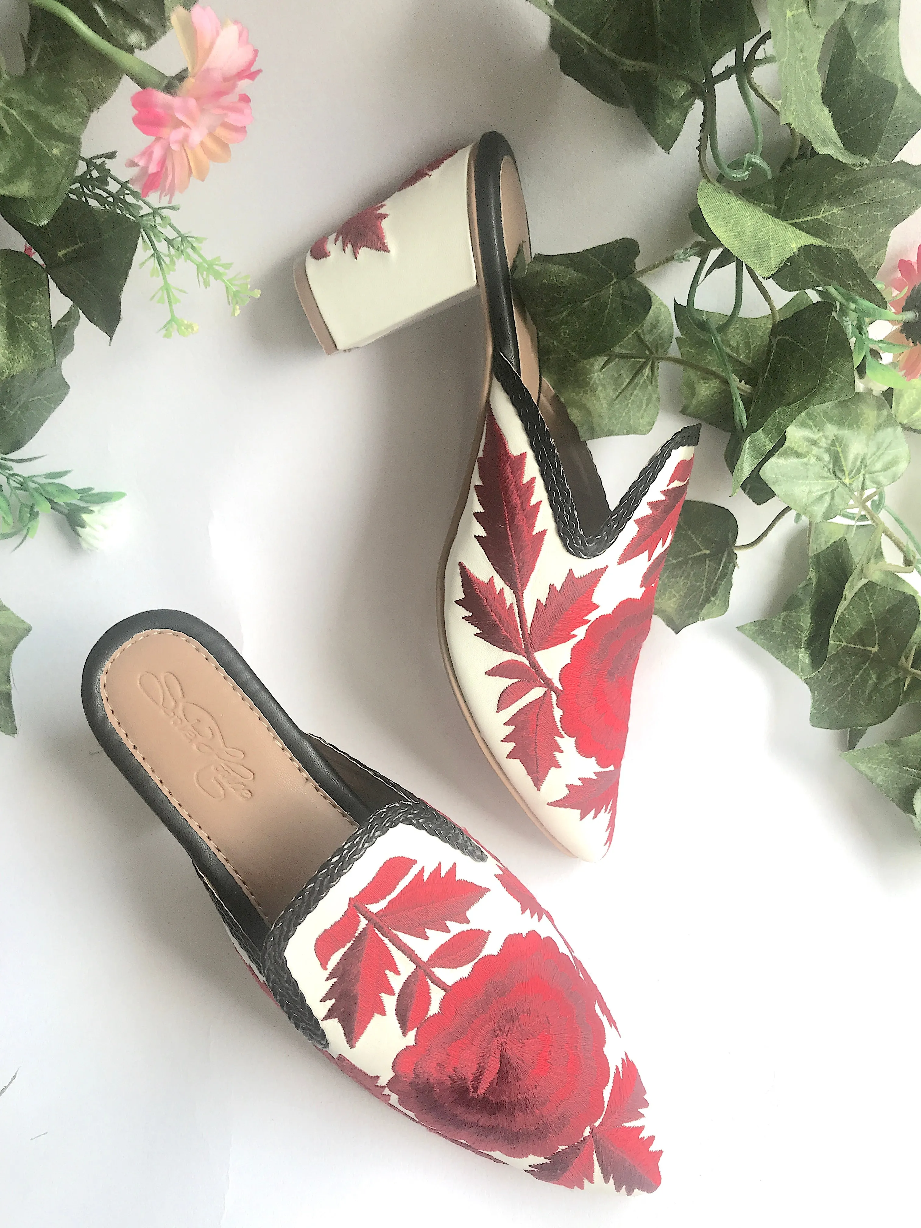 Red Hi- Collar Mules