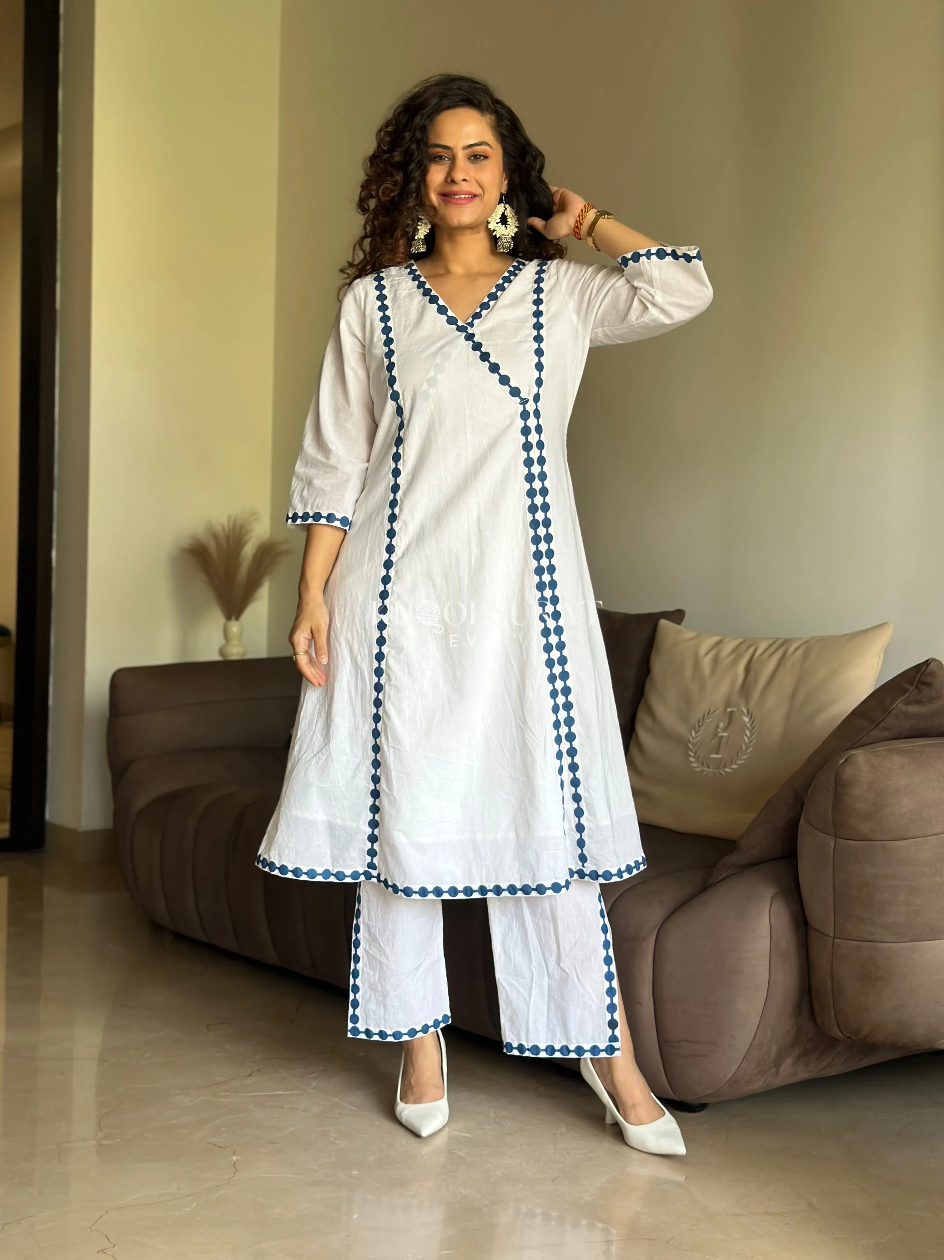 Santorini White A-Line Kurta Set