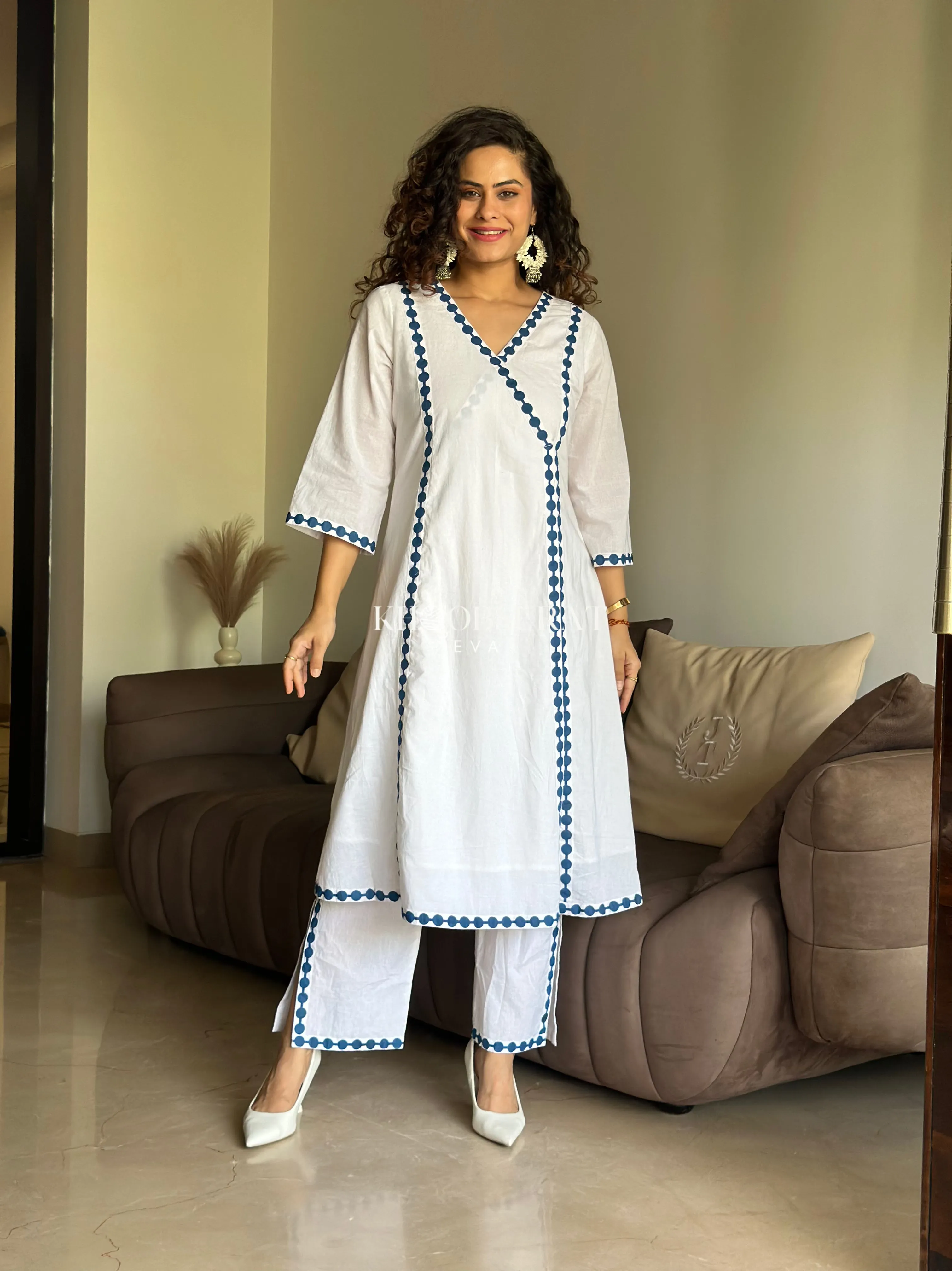 Santorini White A-Line Kurta Set