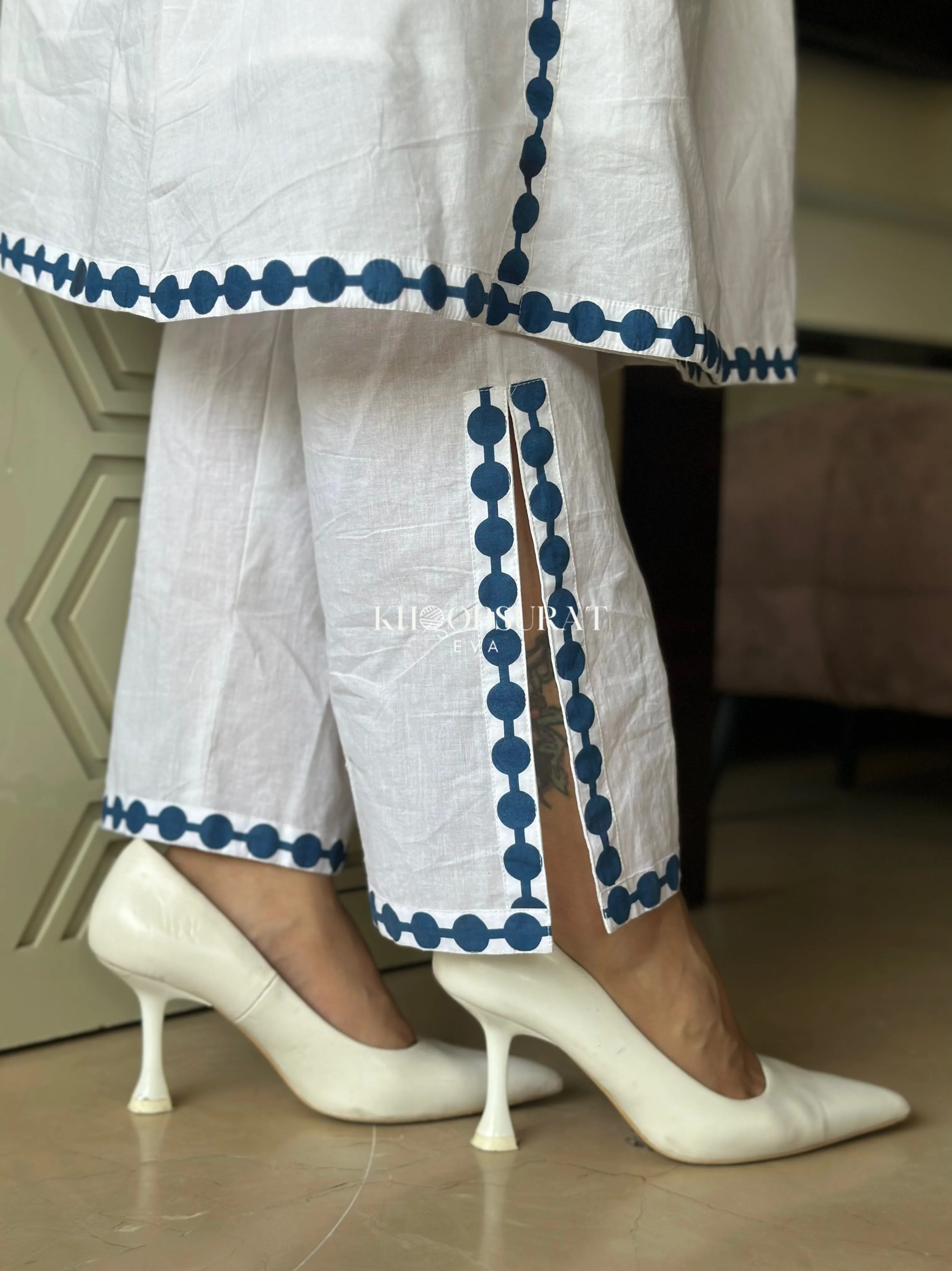 Santorini White A-Line Kurta Set