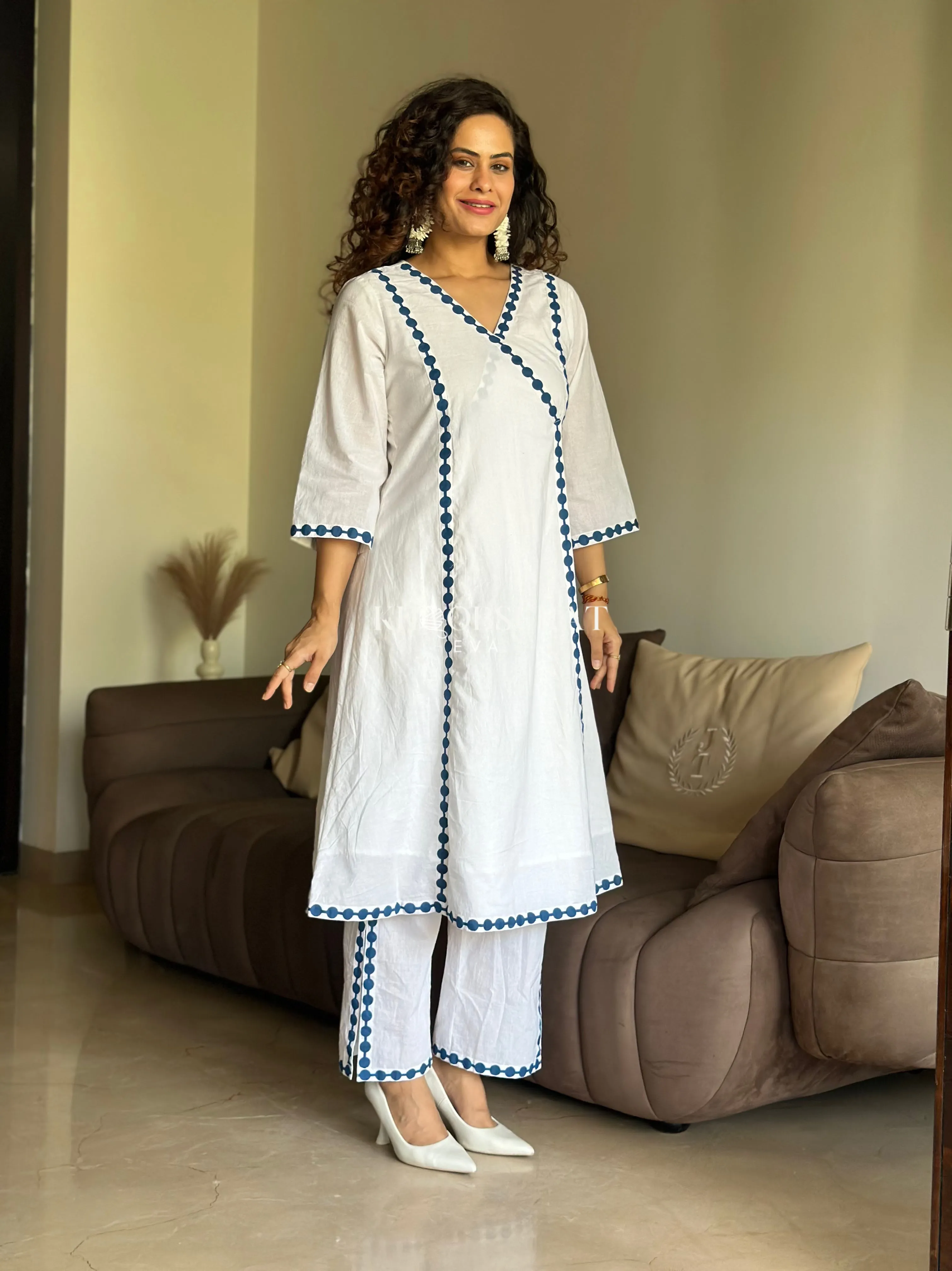 Santorini White A-Line Kurta Set