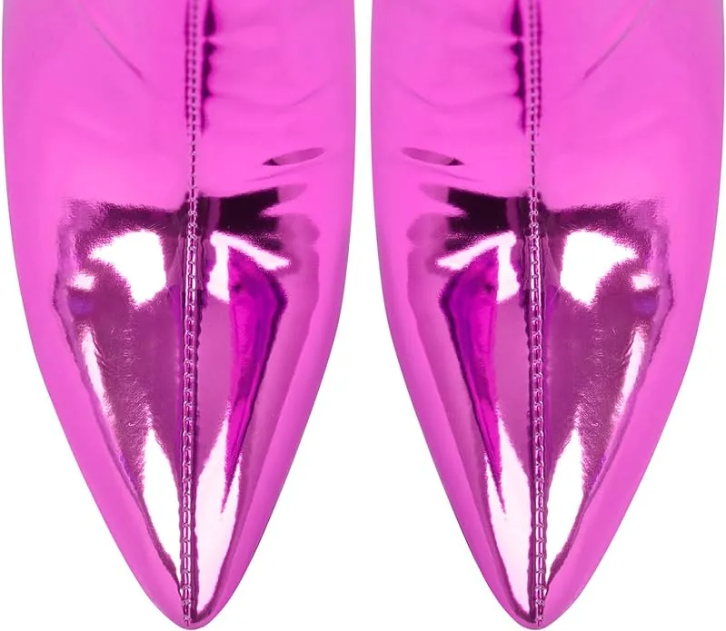 Sexy Metallic Hot Pink Thigh Boots