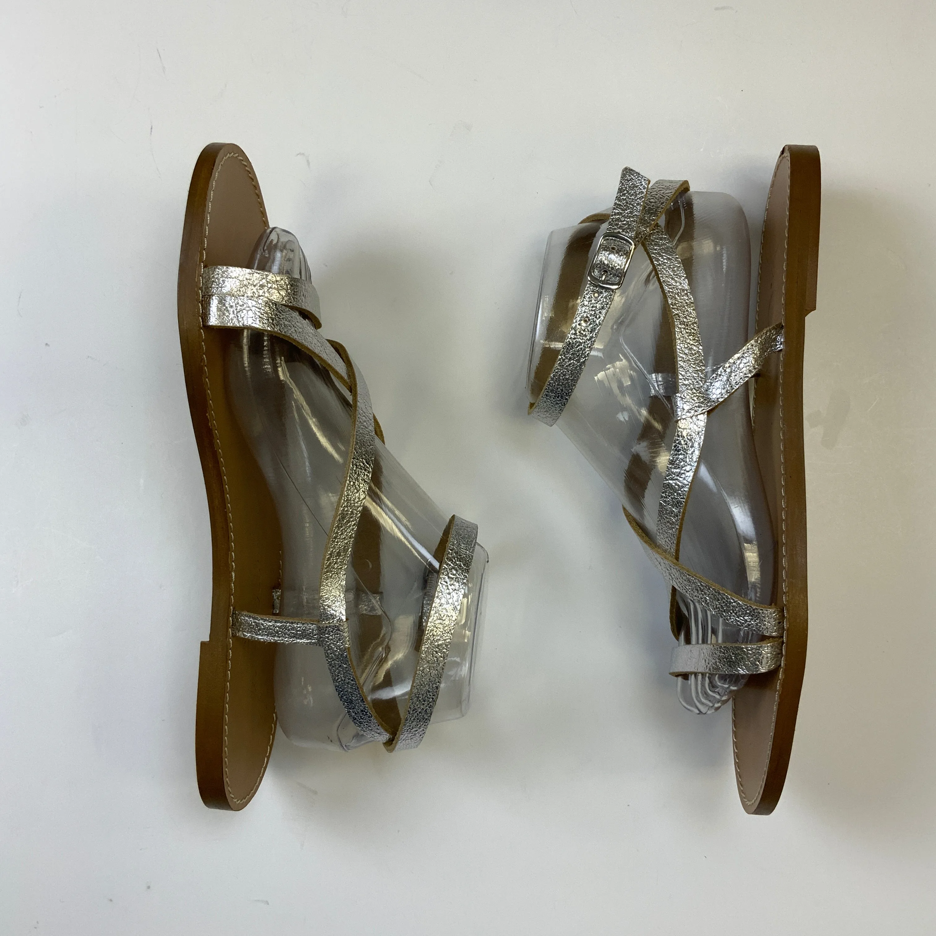 Silver Sandals Flats J. Crew, Size 9.5