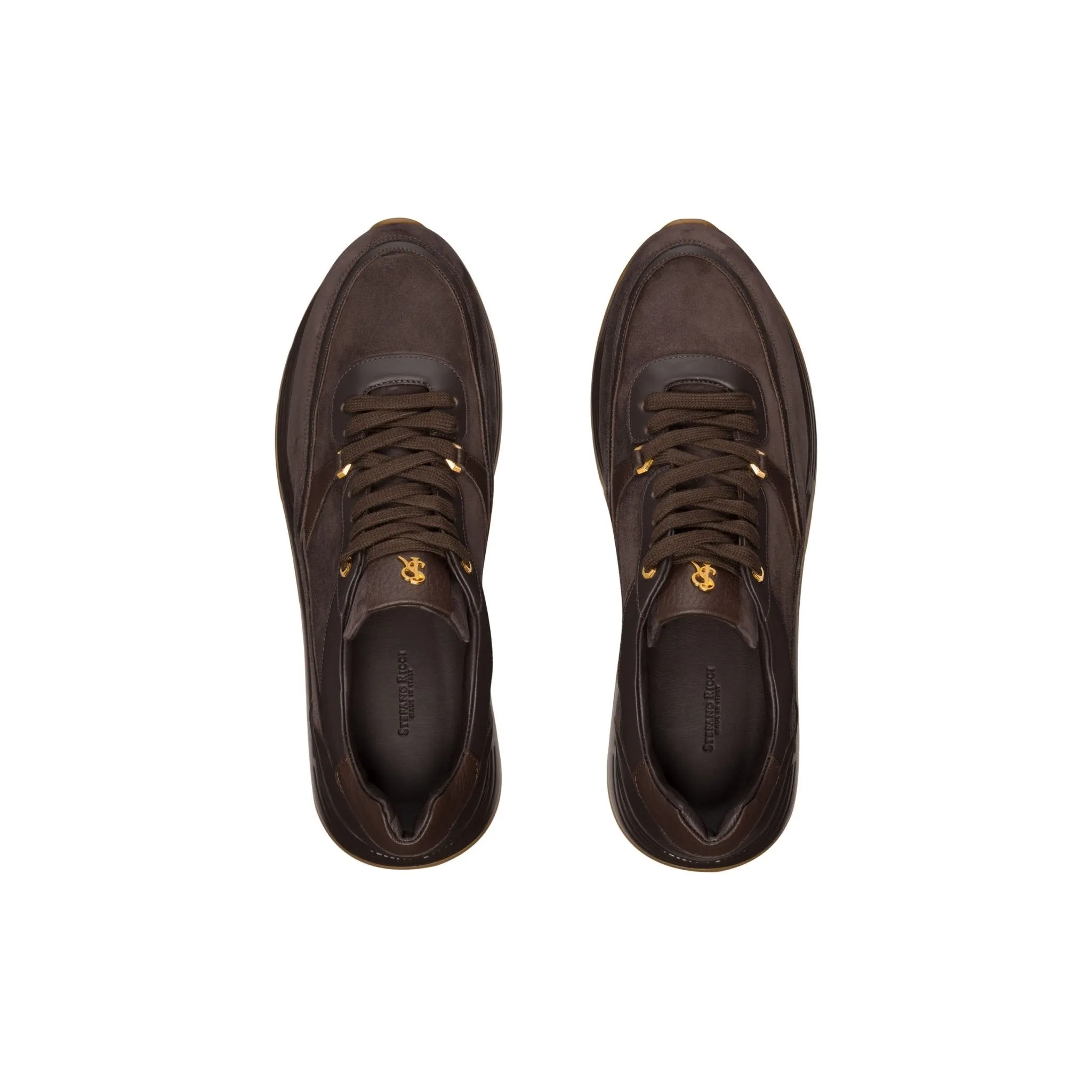 STEFANO RICCI Leather Sneakers DARK BROWN