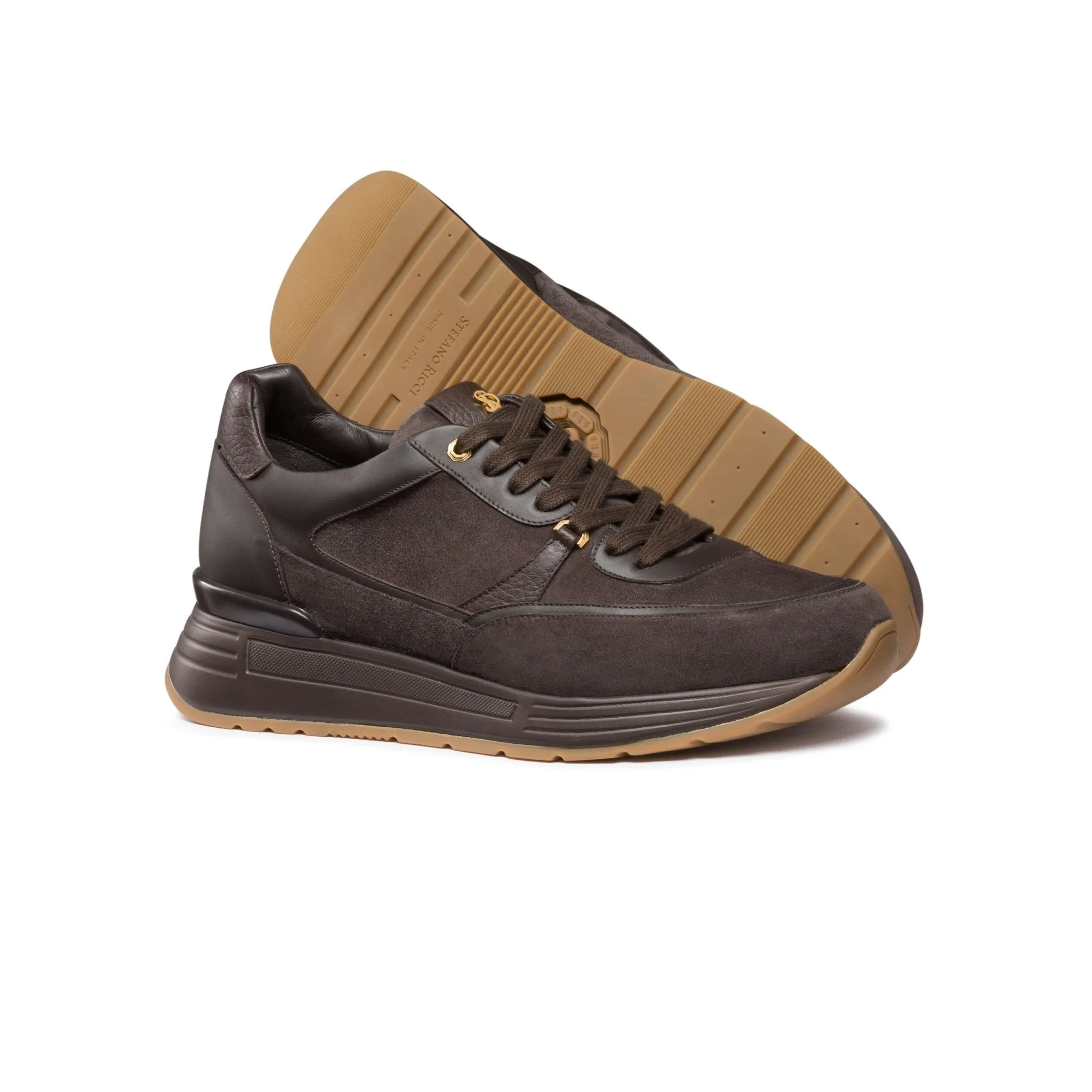 STEFANO RICCI Leather Sneakers DARK BROWN