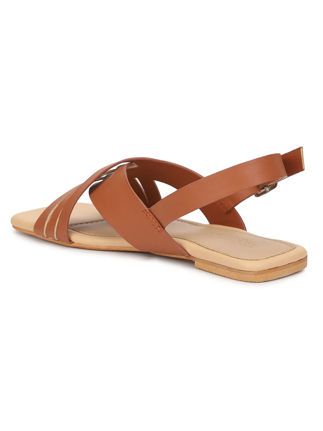 Tan PU Flats Sandals (TC-ST-001-TAN)