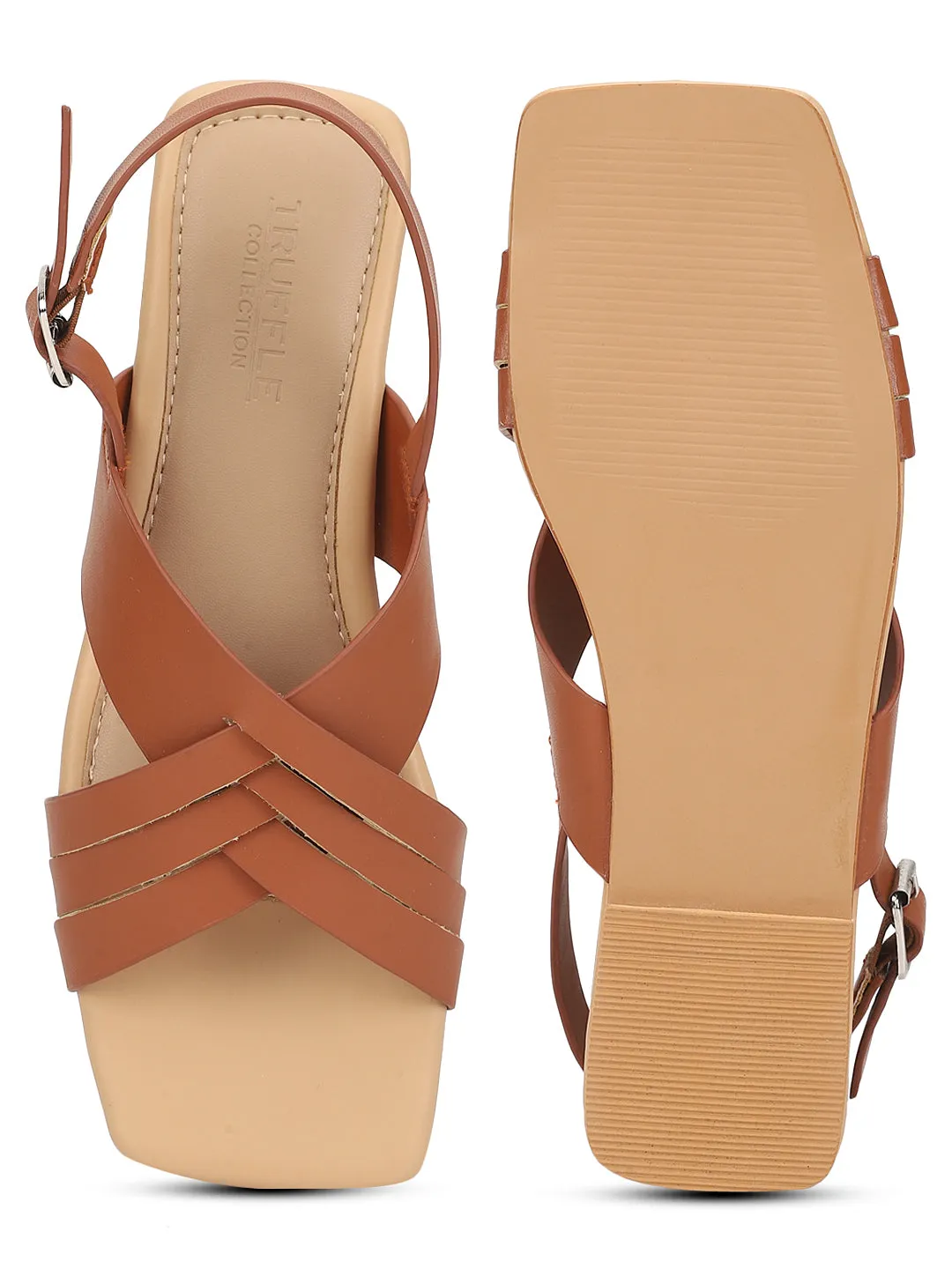 Tan PU Flats Sandals (TC-ST-001-TAN)