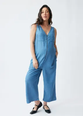 The Zip & Relax Maternity   Nursing Chambray Jumpsuit