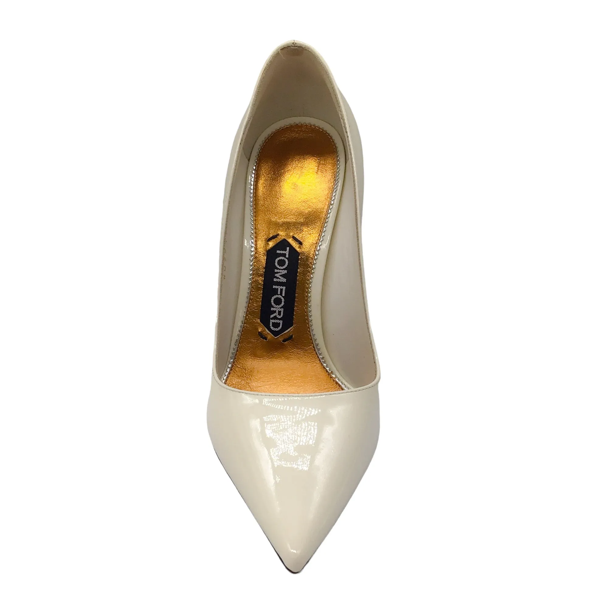 Tom Ford Ivory / Gold Stiletto Heel Patent Leather Pump