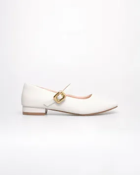 Tomaz NN364 Ladies Buckle Flats (Cream)