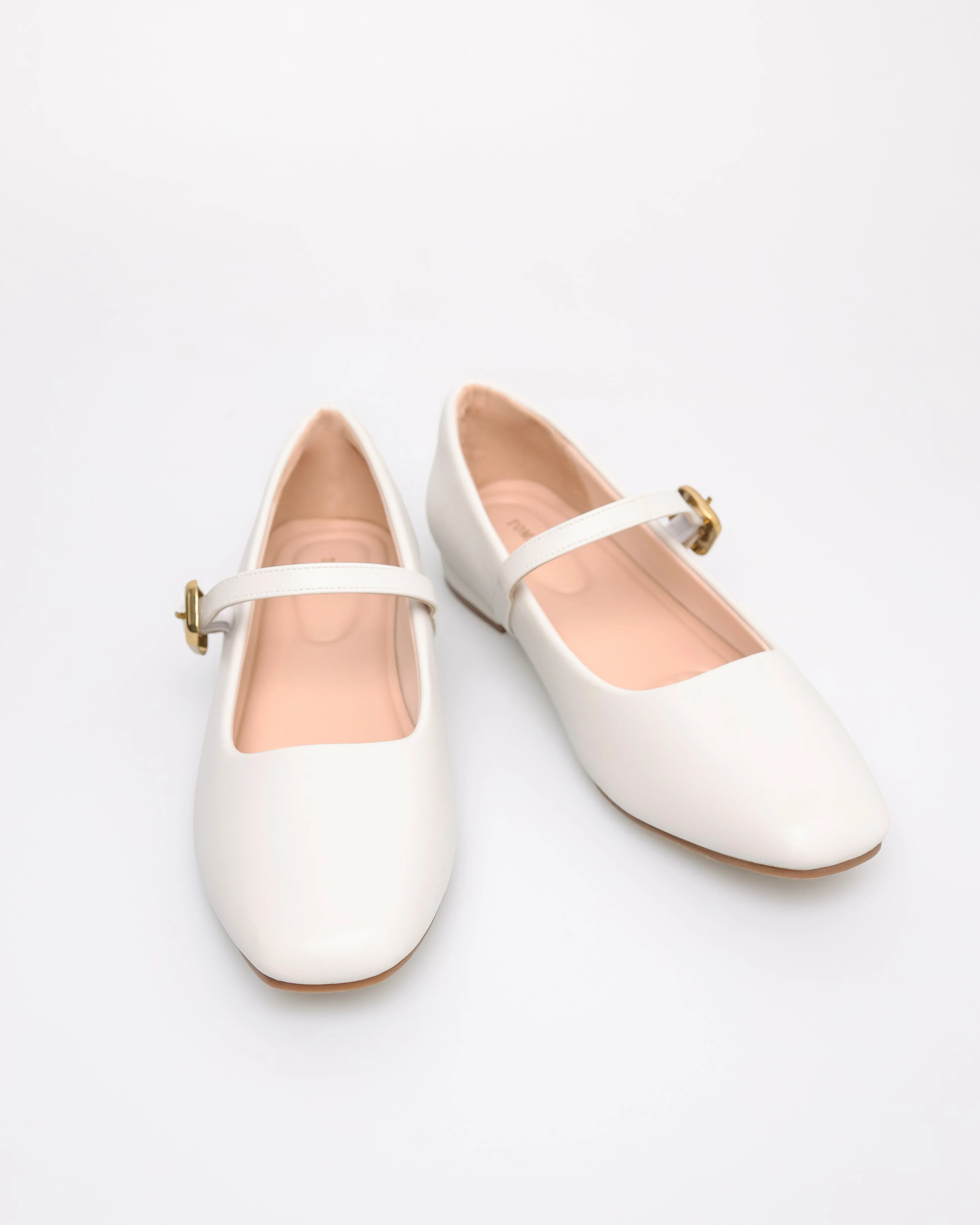 Tomaz NN364 Ladies Buckle Flats (Cream)