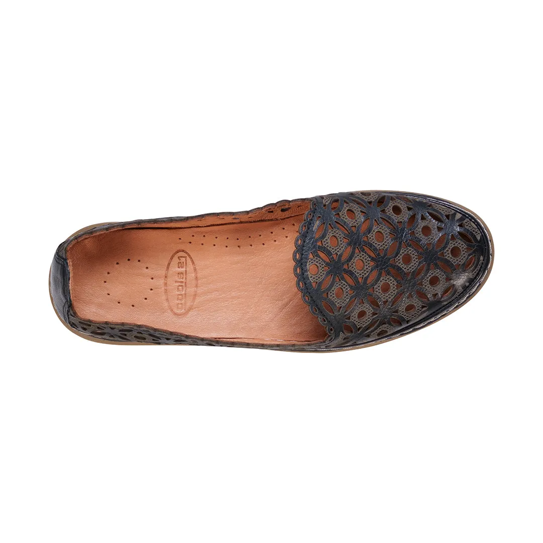 Tumi Black Perforated Leather Flats