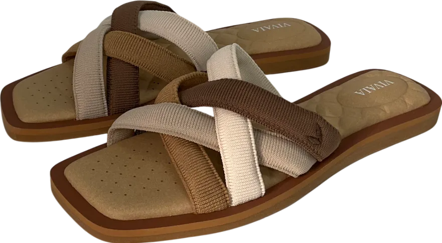 vivaia Beige Pillow Top Slide Strappy Sandals UK 3 EU 36 👠