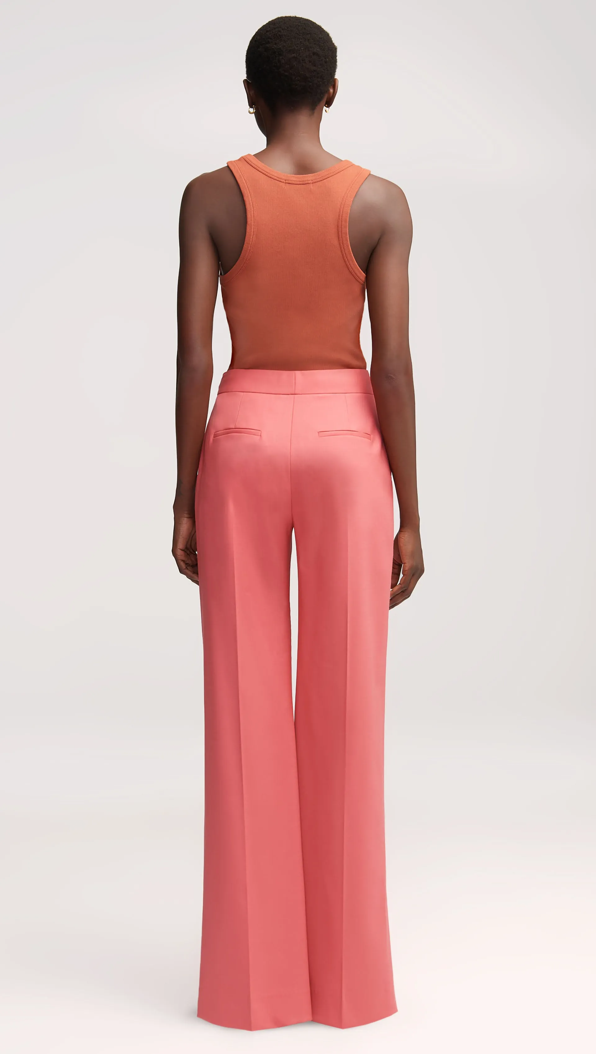 Wide Leg Trouser in Seasonless Wool | Salmon