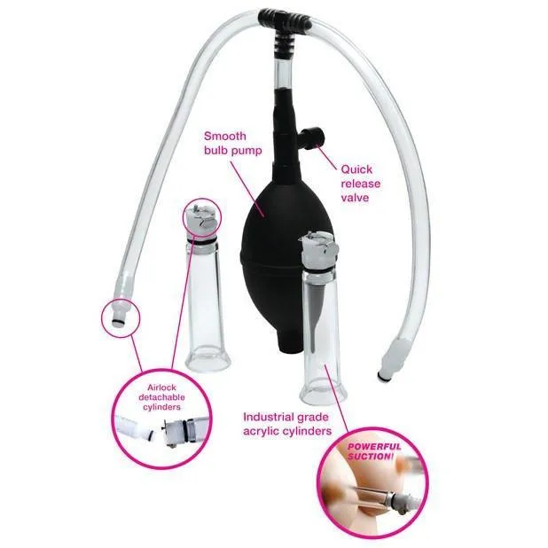 XR - Size Matters Nipple Pumping System with Dual Cylinders (Black)